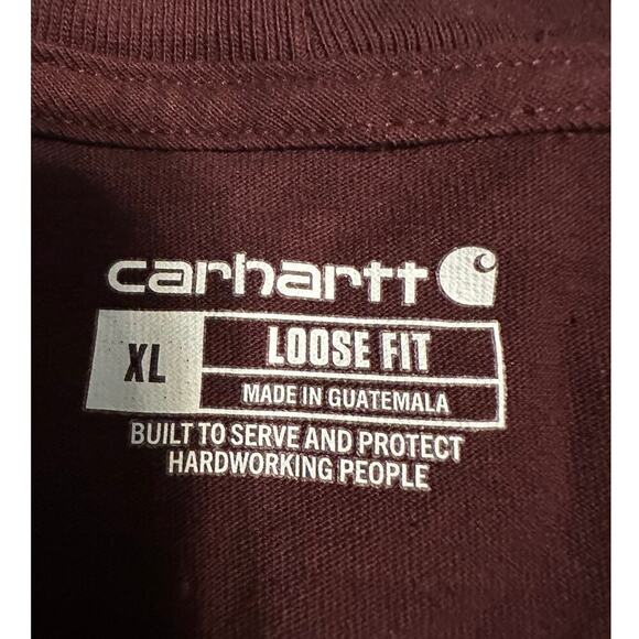 Carhartt Loose Fit Short-Sleeved T-Shirt Men's Size XL Oversized Maroon Tee - Picture 3 of 6